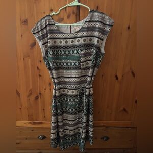 Merona Geometric Print Midi Dress - Black and Green